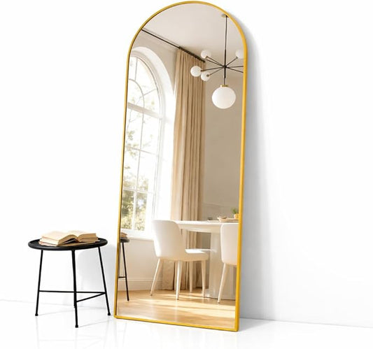 Simple Deluxe Arched Full Length Mirror, 71"x26"Large Floor Mirrors, for Wall Door Bedroom Bathroom Living Room (Gold)
