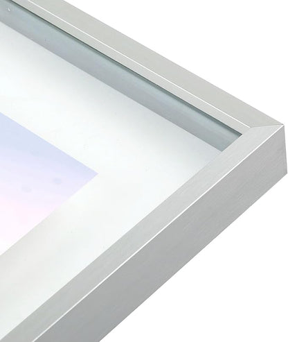 Golden State Art Silver Floating Picture Frame for 11X14, 2-8X10, 4-5X7 Photos, Metal, Modern or Contemporary, Wall Mount