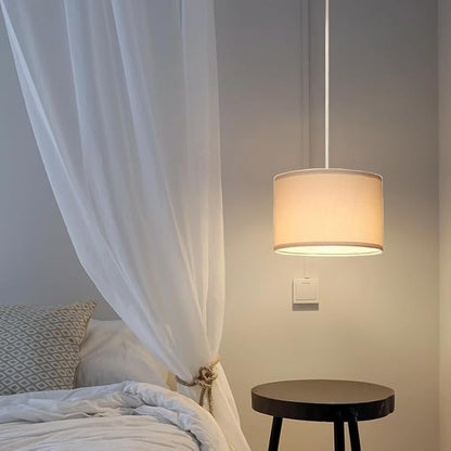 ZSLAIFU 15FT Plug in Pendant Light, Hanging lamp with Switch,White Hanging Lights with Plug in Cord, Pendant Lamp with Remote Control，Pendant Light Fixture for Living Room Bedroom Farmhouse