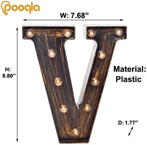 Pooqla Vintage Light Up Marquee Letters with Lights – Illuminated Industrial Style Lighted Alphabet Letter Signs - Coffee Bar Apartment Bedroom Wall Home Initials Decor A-Z