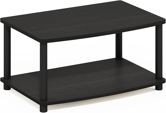 Furinno TURN-N-TUBE TV Riser Stand, 2-Tier Small Elevated No Tools TV Stand with Plastic Poles, Console for TV up to 32 inch, 15.8 x 23.8 x 11, for Living Room, Bedroom, Espresso