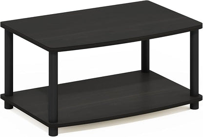 Furinno TURN-N-TUBE TV Riser Stand, 2-Tier Small Elevated No Tools TV Stand with Plastic Poles, Console for TV up to 32 inch, 15.8 x 23.8 x 11, for Living Room, Bedroom, Espresso