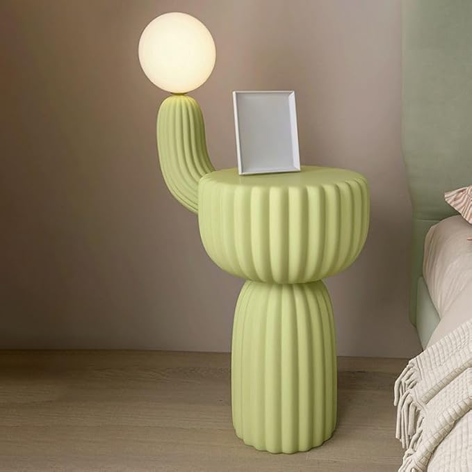 Floor Lamp Standing Lamp, Contemporary 3-Color Light Globe Plastics Lampshape Resin Floor Lamp with Table for Living Room Reading Bedroom Home Office, Green