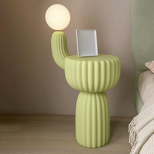 Floor Lamp Standing Lamp, Contemporary 3-Color Light Globe Plastics Lampshape Resin Floor Lamp with Table for Living Room Reading Bedroom Home Office, Green