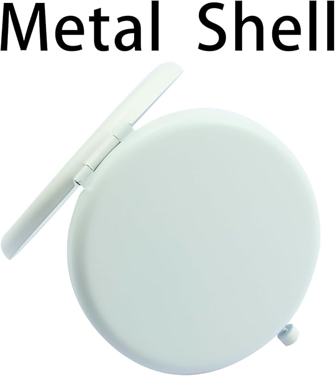 Compact Mirror for Purse, Metal Round Shell, Double-Sided 1X/2X Magnifying, Portable Travel Small Makeup Mirror, Mini Pocket Mirror, White,4 Packs