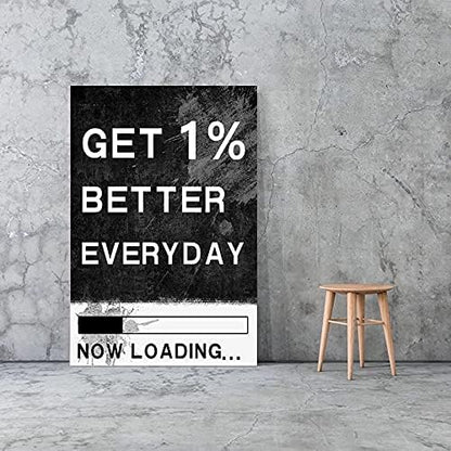Framed Inspiring Wall Art GET 1% BETTER EVERYDAY Canvas Paintings Wall Decor Gallery Wrapped Ready to Hang-24 Wx36 H