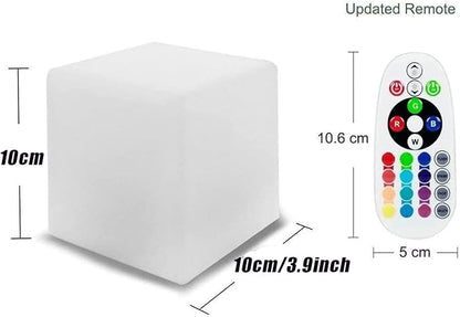Cube Shape Color LED Mood Lamp, Rechargeable Dimmable Night Light with Remote Control 16 Dimmable Colors 4 Effects for Kids and Adults,Ambient Decorative Party Lighting (Cubic 10 * 10cm)