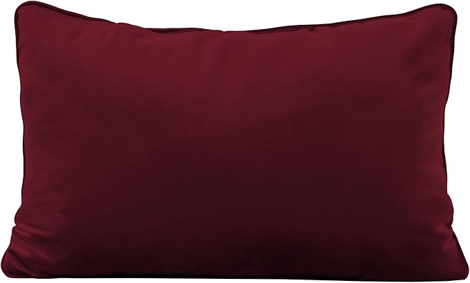 FDP 16" x 24" Velvet Rectangle Lumbar Pillow Set with Piping Decorative Throw Pillow for Home Dcor in Living Room, Bedroom or Lounge (2-Pack) - Bordeaux, 15160-349