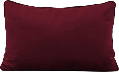 FDP 16" x 24" Velvet Rectangle Lumbar Pillow Set with Piping Decorative Throw Pillow for Home Dcor in Living Room, Bedroom or Lounge (2-Pack) - Bordeaux, 15160-349
