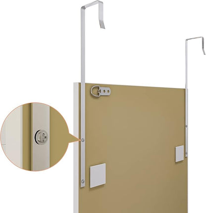 whitebeach 48" x 16" Over The Door Full Length Mirror Wall Mounted Hanging with 2 Metal Hangers for Bedroom Living Room Bathroom White