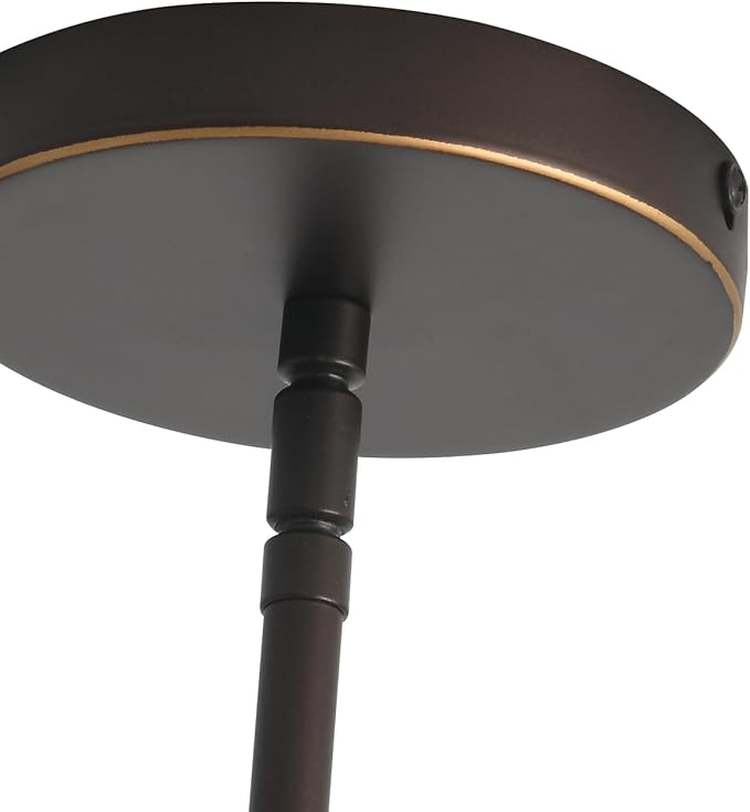 2 Pack Brown and Gold Pendant Lights for Kitchen Island, Modern Brown Hanging Light with Clear Glass Shade, Adjustable Metal Rod Pendant Lighting for Dining Room, Bar, Living Room