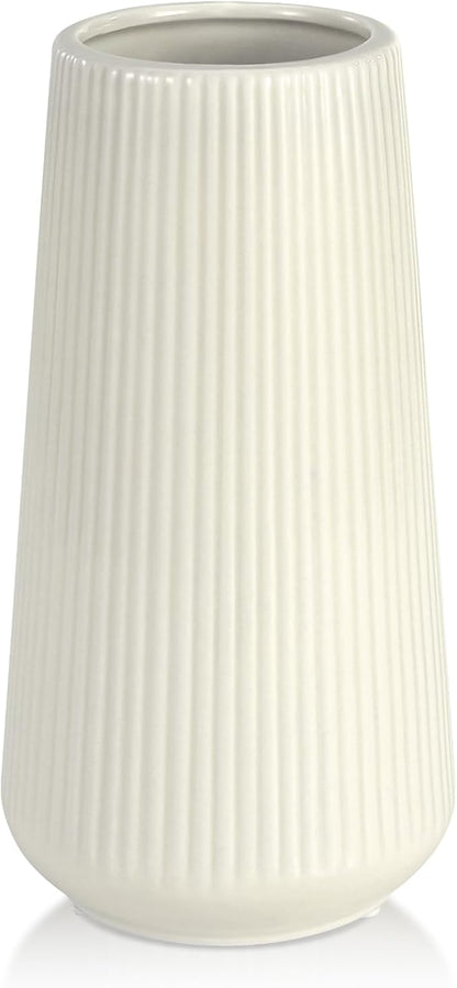 Beige Ceramic Vase, GUKJOB Small Cute Flower Vase for Pampas Grass, Home, Living Room, Dining Table, Farmhouse, Office Decor, Bedroom, Table, and Kitchen Shelf (Beige)