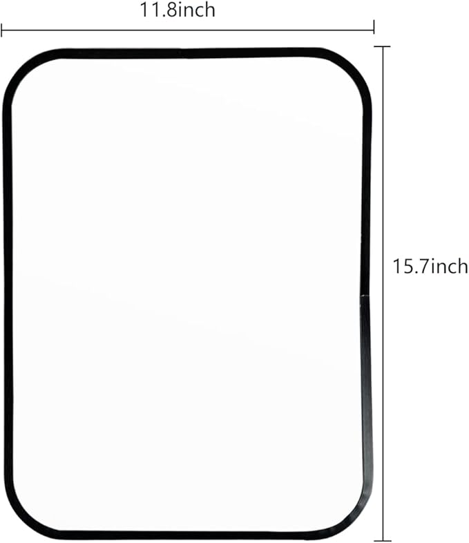 Aluminum Metal Framed Mirror with Rounded Corners, Rust Resistant, Wall Mounted Mirror for Bedroom or Living Room,Vertical Hanging (Black, 11.8x15.7inch)