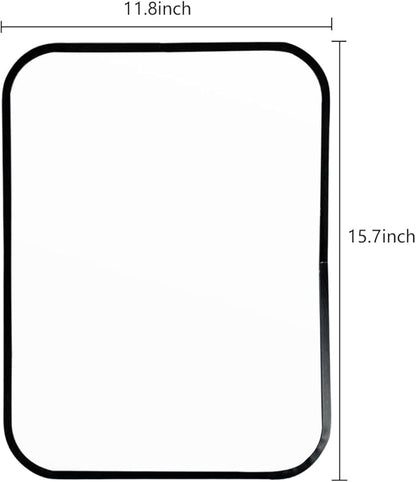 Aluminum Metal Framed Mirror with Rounded Corners, Rust Resistant, Wall Mounted Mirror for Bedroom or Living Room,Vertical Hanging (Black, 11.8x15.7inch)