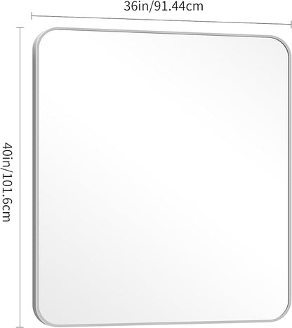 DESBING 40" x 36"Bathroom Mirror, Silver Wall Mirror with Metal Frame, Decorative Rectangular Vanity Mirror for Bedroom Bathroom Living Room Entryway (Horizontal/Vertical)