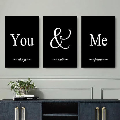 GUBIYU Set of 3 Framed Farmhouse You and Me Wall Art for Bedroom Decor Above Bed, Black White Pictures, Large 20"x28"