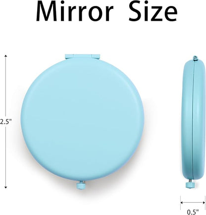 Compact Mirror for Purse, Metal Round Shell, Double-Sided 1X/12X Magnifying, Portable Travel Small Makeup Mirror, Mini Pocket Mirror, Aquamarine, 12 Packs