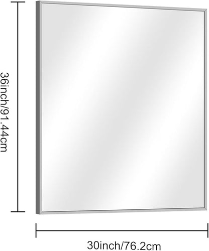 DESBING 30" x 30"Bathroom Mirror, Silver Rectangle Corner Wall Mirror with Metal Frame, Decorative Rectangular Vanity Mirror for Bedroom Bathroom Living Room Entryway (Horizontal/Vertical)