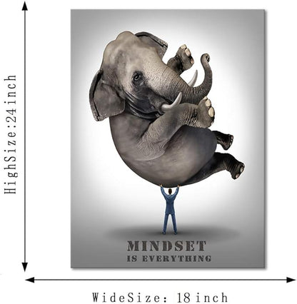 Mindset Is Everything Inspirational Canvas Wall Art Entrepreneur Quote Poster Print Positive Affirmation Motivational Office Wall Decor Leadership and Business for Bedroom Frame Easy to Hang-18"Wx24"H
