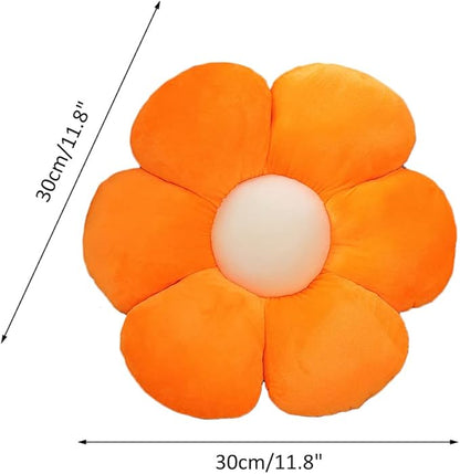 lannery Flower Plush Throw Pillows, Flower Floor Pillow Seating Cushion Toy for Reading, Room, Watching TV (11.8", Orange)