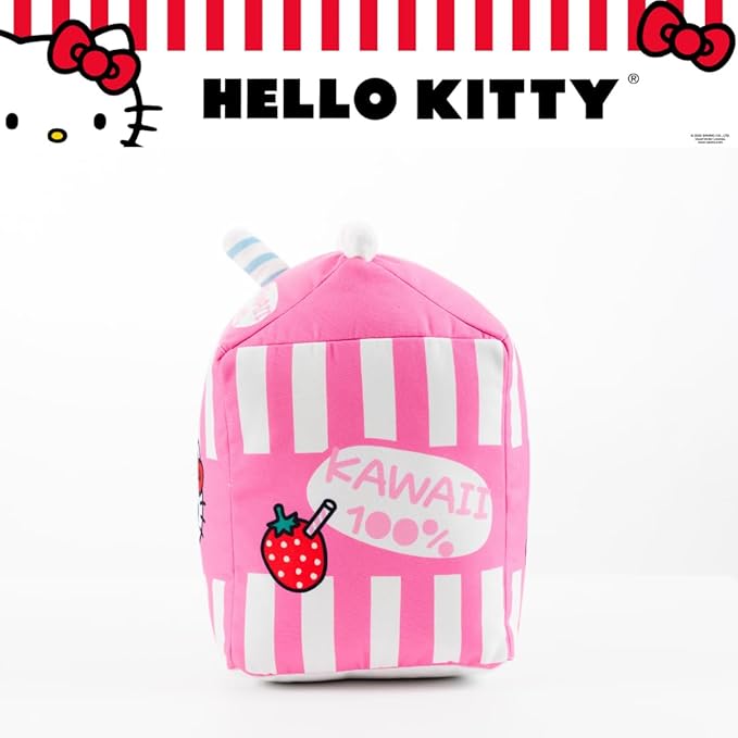 Hello Kitty Kawaii Strawberry Milk Carton Bedding Super Soft Plush Decorative Pillow, One Size, (100% Officially Licensed Product) By Franco