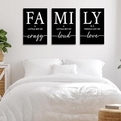 GUBIYU Black Home Dining Room Wall Art Set of 3 Family Sign Prints Canvas Painting Living Room Pictures Walls Decoration Artworks for Walls Rustic Large Home Family Entryway Kitchen Wall Decor 20"X28"