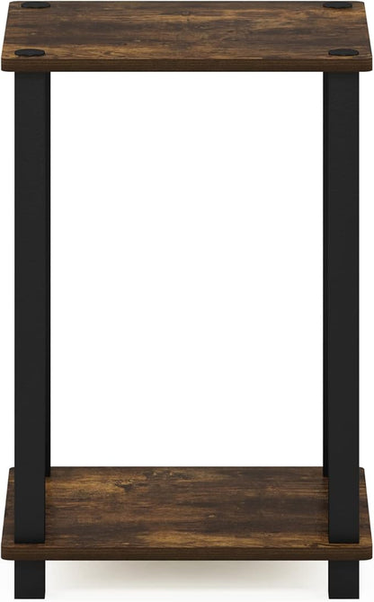 Furinno Simplistic 1-Tier End Side Night Stand/Bedside Table with Plastic Poles, Amber Pine/Black