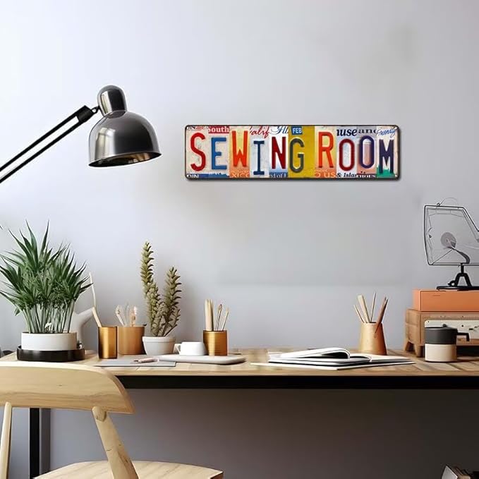 Vintage Sewing Room Metal Tin Signs Street Signs Home Wall Decor Sewing Lovers Gifts for Home Bar Cafe Farm Store Garage Club 4 x 16 Inches
