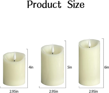 LEDHOLYT Flameless Candle RGB Set, Flickering LED Pillar Real Wax Candle with Remote Control and Timer, Upgraded Blue Flame Heart, Built-in Battery Rechargeable Flameless Candle, 1 Set of 3