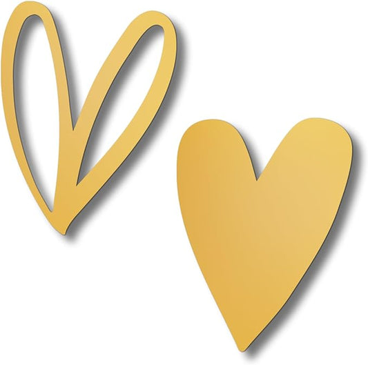 Vineland Metal Heart Wall Art Decor, Gold Minimalist Wall Sculptures for Living Room Bedroom Bathroom Kitchen Decorations, Housewarming Gifts, 5.9x7.8 Inches, Set of 2