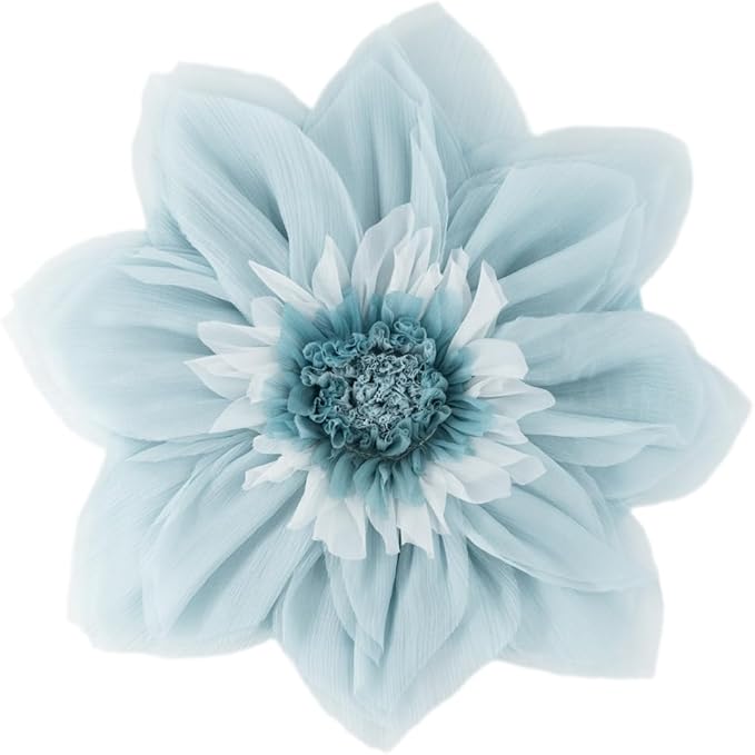 Light Blue Decorative 3D Round Flower Pillow Handmade Cute Floral Summer Throw Pillow with Insert Satin Accent Cushion for Sofa Bed Couch Living Room Brdroom Boho Home Decor 12 Inch