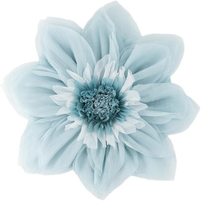 Light Blue Decorative 3D Round Flower Pillow Handmade Cute Floral Summer Throw Pillow with Insert Satin Accent Cushion for Sofa Bed Couch Living Room Brdroom Boho Home Decor 12 Inch