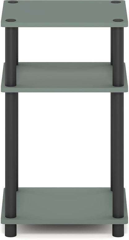 Furinno JUST Side Table, 3-Tier End Table, Open Shelves Night Stand, Bedside Table, Toolless Assembly, for Living Room, Bedroom, Bathroom, Sage Green