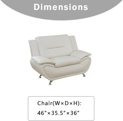 Leather Couches for Living Room, Living Room Couch Set, Creamy White Chair for Bedroom, Apartment, Living Room Furniture Sets (b-Creamy White, Chair)