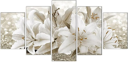 LUDUHU Arts Modern Flower Theme Wall Art - Abstract Orchid Canvas Wall Decor Flower Abstract Painting Still Life Canvas Wall Art for Home Decor (B,Oversize 60x30inch)