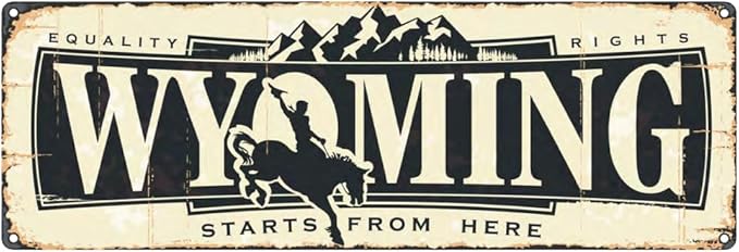 Wyoming Sign, America State Name Vintage Metal Tin Sign, Wall Decor for Office/Home/Classroom - Decor Gift Ideas for Women Men Friends 4x16 Inches