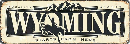Wyoming Sign, America State Name Vintage Metal Tin Sign, Wall Decor for Office/Home/Classroom - Decor Gift Ideas for Women Men Friends 4x16 Inches