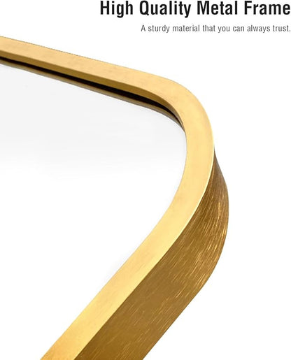 DYNWELL Arched Full Length Mirror, Floor Mirror with Stand, 41"x81" Large Mirror, Wall Mirror Full Length, Gold Floor Length Mirror, Body Floor Mirror, Wall Mounted Mirror for Bedroom, Gold