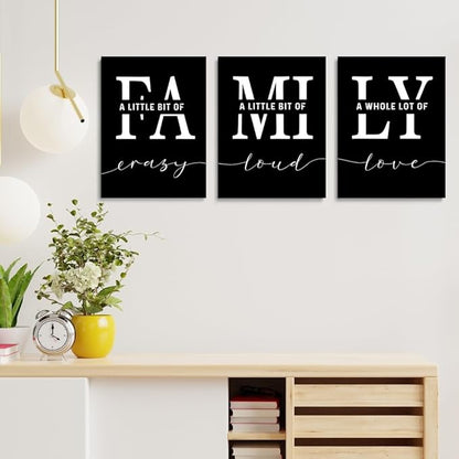 GUBIYU Home Wall Art for Living Room & Dining Room - Inspirational Quotes Poster 'A Little Bit of Crazy' Print, Family Quotes, Black 20"x28"