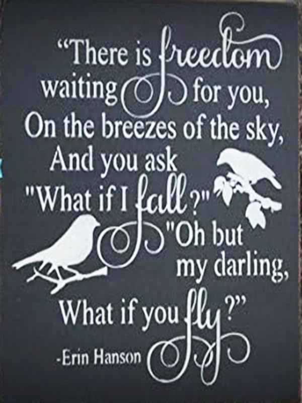 Rustic Wooden Signs What if i Fall, oh My Darling What if You Fly, Erin Hanson, Inspirational Quote, Motivational Sign Wall Art Decor Kitchen Cafe Pub Decor Gift 8x12 INCH