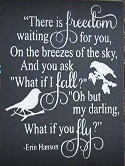 Rustic Wooden Signs What if i Fall, oh My Darling What if You Fly, Erin Hanson, Inspirational Quote, Motivational Sign Wall Art Decor Kitchen Cafe Pub Decor Gift 8x12 INCH