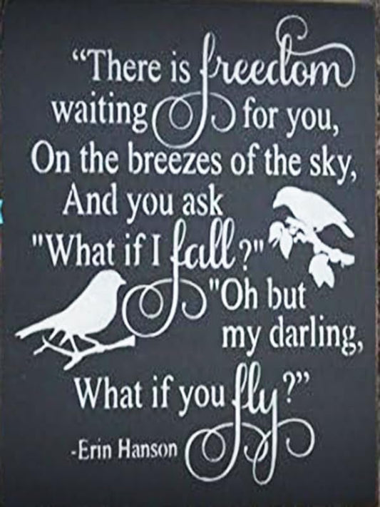 Rustic Wooden Signs What if i Fall, oh My Darling What if You Fly, Erin Hanson, Inspirational Quote, Motivational Sign Wall Art Decor Kitchen Cafe Pub Decor Gift 8x12 INCH