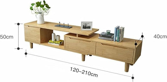 Extendable TV Stand Minimalist Rectangle Entertainment Center TV Console Table with Drawers and Open Shelves for Living Room, Bedroom~/