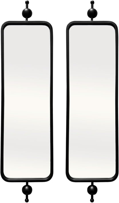 Black Thin Mirror for Skinny Entryway Living Room badroom,Full Lenth Long Retangle Mirror with Round Corner 9" X 36‘-2pack