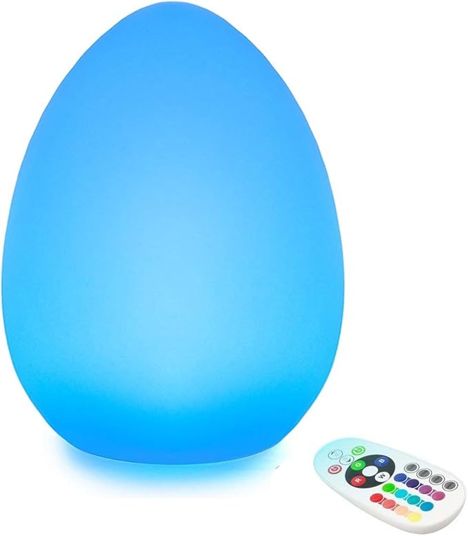 Egg Shape LED Mood Lamp,WONFAST Rechargeable Dimmable Night Light with Remote Control 16 Dimmable Colors 4 Effects for Kids and Adults,Ambient Decorative Party Lighting(15*21cm)