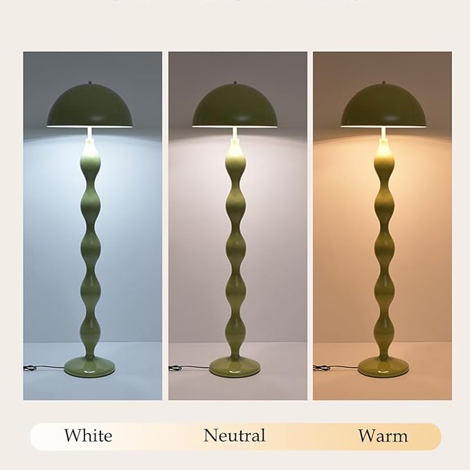 Green Mushroom Floor Lamp with Dome Lampshade,Dimmable Standing Lamp with Footswitch,Modern Style Reading Lamp for Living Room Bedroom and Office
