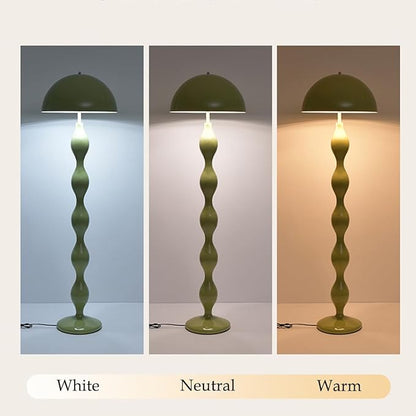 Red Mushroom Floor Lamp with Metal Lampshade,Adjustable 3-Color Temperature Reading Lamp,Nordic Style Standing Lamp for Nursery Bedroom and Living Room