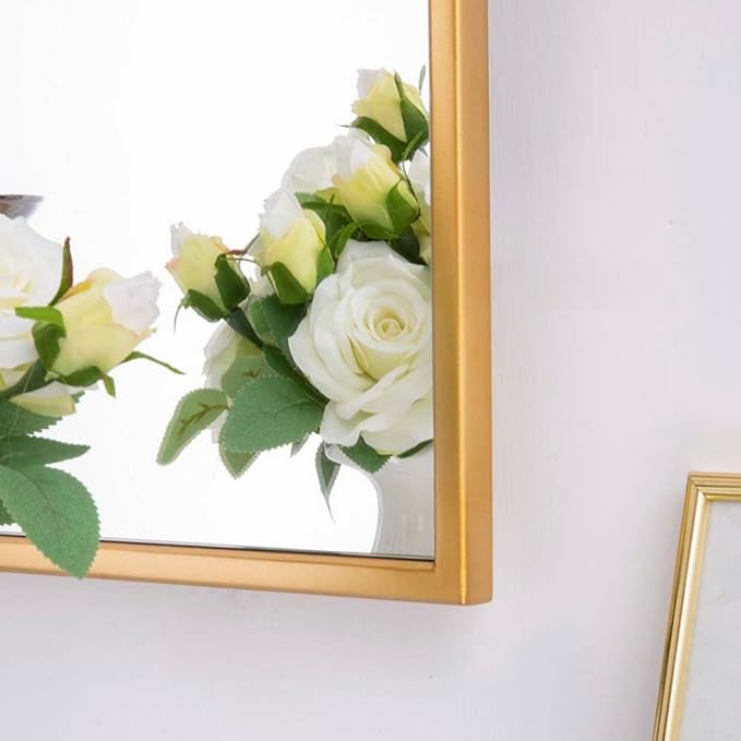 Chende Arched Mirror for Wall Decor, 32"X20" Gold Wall Mirror for Bathroom, Elegant Scalloped Mirror for Living Room, Entryway, Dining Room