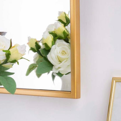 Chende Arched Mirror for Wall Decor, 32"X20" Gold Wall Mirror for Bathroom, Elegant Scalloped Mirror for Living Room, Entryway, Dining Room