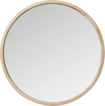 LYYYXGYP Round Wood Mirror 30 Inch for Wall Decor Farmhouse Wall Mirror Living Room Wooden Framed Circle Mirror Circular Vanity Mirror for Bathroom Bedroom